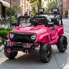 Детский электромобиль джип M 6325EBLR-8 розовый с мягким сиденьем